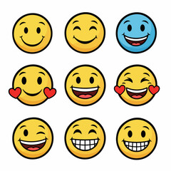 Fototapeta premium Happy smiley faces collection for various expressions