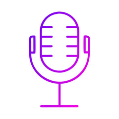 Retro microphone icon in pink and purple gradient style  