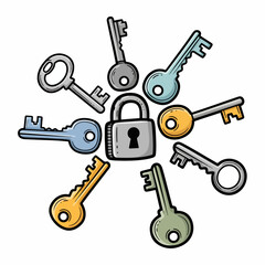 Keys and lock concept, security, access, protection