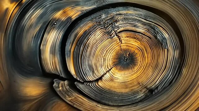 Abstract tree stump detail with concentric growth rings and texture design