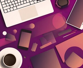 Modern workspace with digital devices coffee