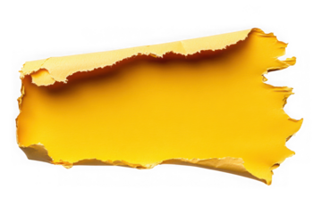 Torn yellow paper with rough edges isolated on transparent background