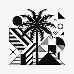 Tropical Palm Tree Silhouettes &ndash; Black and White Vector Set for Summer Designs