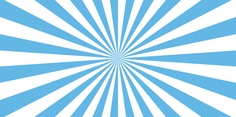 Stripes sunburst in retro pop art style. Swirling radial background. Faded blue, white and beige color burst background. Modern seamless retro vintage burst sunrise sunbeam element spiral striped