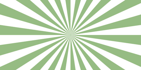 Stripes sunburst in retro pop art style. Swirling radial background. Faded green, white and beige color burst background. Modern seamless retro vintage burst sunrise sunbeam element spiral striped © JERRY