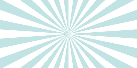 Stripes sunburst in retro pop art style. Swirling radial background. Faded blue, white and beige color burst background. Modern seamless retro vintage burst sunrise sunbeam element spiral striped