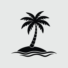 Tropical Palm Tree Silhouettes &ndash; Black and White Vector Set for Summer Designs