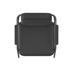 Modern Industrial Armchair with Black Leather and Tubular Metal Frame, Top View