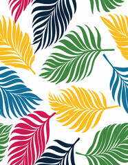 Colorful palm leaves seamless pattern