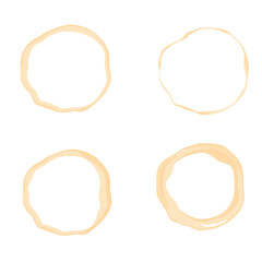 Set of round coffee stains isolated on white background
