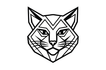 Fototapeta premium An abstract black and white cat face is outlined in geometric shapes gracefully
