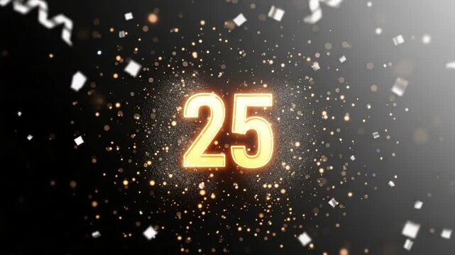 Celebrate a milestone with a sparkling 25th anniversary or birthday golden text animation