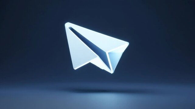 Paper plane animation sequence on a dark background, symbolizing communication and simplicity a