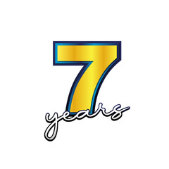Golden Number 7 Years Anniversary Celebration Vector Design