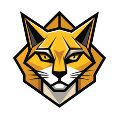 Golden lynx head shows geometric strength and boldness in a modern, stylized emblem