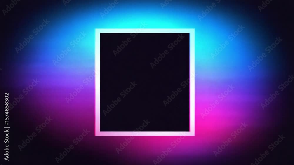 Wall mural cyberpunk frames collection with glitch effect and glowing neon lights in an abstract style