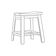 Wooden Stool Outline Illstration 