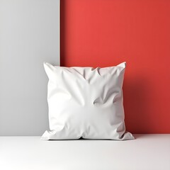 Blank White Pillow Against a Dusty Rose Wall