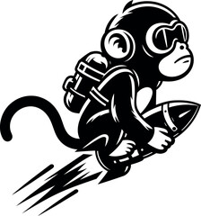 Rocket Monkey Spacefaring Primate Soars Through the Cosmos Silhouette for Galactic Adventures 