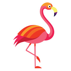 Naklejka premium Colorful vector illustration of a flamingo standing on one leg isolated on white background