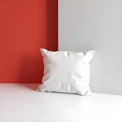 Blank White Pillow Against a Dusty Rose Wall
