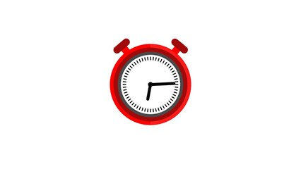 Clock Counting Down 24 Hour Day Fast Speed. Digital clock icon with moving red color circle. white background 4k illustration.	