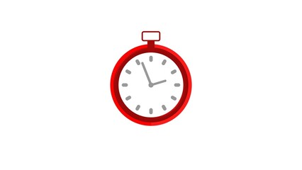 Clock Counting Down 24 Hour Day Fast Speed. Digital clock icon with moving red color circle. white background 4k illustration.	