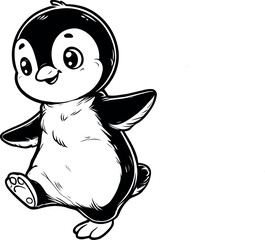 Cute Penguin Walking with a Smile Silhouette Clipart for Scrapbooking Digital Use and Wildlife