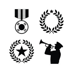 Korean medal laurel wreath and bugler silhouette award