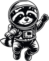 Raccoon Aboard Futuristic Spaceship – Sci-Fi Animal Character Design for Fantasy Projects.