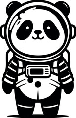 Space Explorer Panda Floating Silhouette Design for Children’s Art and Galaxy Themed Projects.