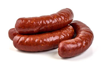 Smoked sausages, Isolated on White Background