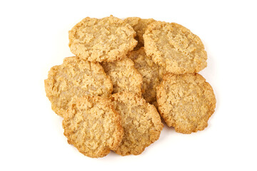 Pile of Oatmeal Cookies, isolated on white background