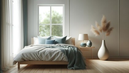 Modern Minimalist Bedroom Interior Design With Large Window and Natural Light