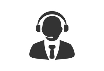 Support manager logo design template  canction headphone  eith black color