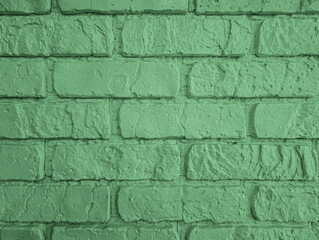 Green Brick Wall Texture with Rugged Surface for Construction