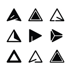 Nine black triangle icons on white background symbol