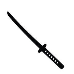Black silhouette of a Japanese sword on white background