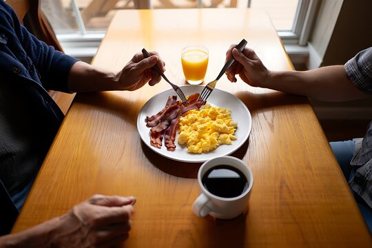 Enjoying a Delicious Breakfast Together Sharing a Meal with Friends and Family