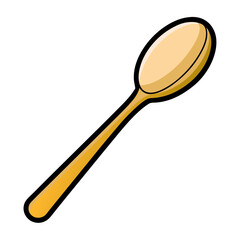 A simple illustration of a golden spoon with a black outline