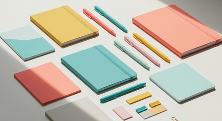 Colorful Stationery Collection with Notebooks and Writing Tools