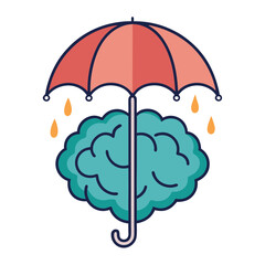 Protecting your brain from stressful thoughts with an umbrella