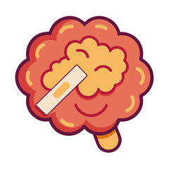 Cartoon brain with a bandage showing recovery and healing