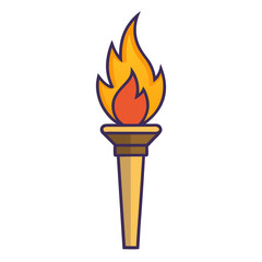 Stylized illustration of a flaming torch with a yellow handle