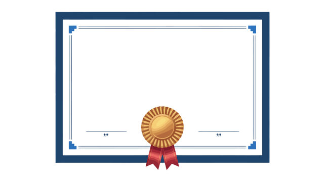 Elegant certificate template with blue frame and gold seal for official award or recognition
- Powered by Adobe