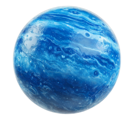 A blue planet with a blue ocean and white clouds