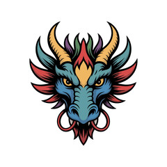 Naklejka premium colorful vector mythical dragon head illustration