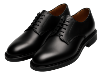 Classic black derby shoes with sleek silhouette and plain toe