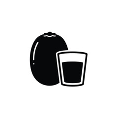 Kiwi fruit and glass of juice silhouette drink beverage