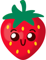 Red Strawberry Happy Face Cartoon